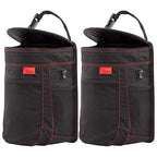 Spill-Proof Car Trash Can (2 Pack) - Easy to Clean Hanging Garbage Bin - Leak-Proof, Removable Liner, Waterproof - Keeps Truck, SUV, Car, Minivan Clean & Odor Free (Black, Red Stitching)