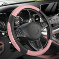 Steering Wheel Cover for Car, Standard Size 14.5-15 inch, Auto Interior Accessories, Black and Pink