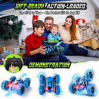 Remote Control Stunt Car for Kids, 360° Spinning Double-Sided RC Toy with Headlights, 4WD USB-C Rechargeable Vehicle for Boys Ages 6–12, Educational STEM Toy