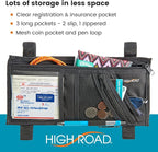 Car Visor Organizer with Secure Zip Pockets, Sunglasses Holder and Clear Registration and Insurance Pocket - Heavy Duty Straps Fit Most Car, SUV and Truck Visors