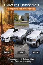 Half Car Cover, Windshield Cover for Ice and Snow, Hail Protector Car Covers, Aluminum Foil Heat Block Sunshade Hood Covers, Universal for Most Cars, SUVs, Trucks (Silver)