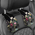 Purse Holder for Car, 2 Pack Heavy Duty Purse Hanger for Car, PU Leather Car Seat Hooks for Purses and Bags, Cute Floral Headrest Organizer for Handbags & Backpacks