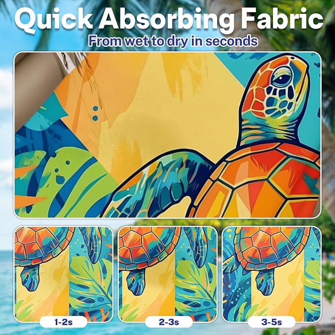 2 Pack Car Seat Towel Covers, Sweat-Proof Microfiber Seat Protectors for Gym, Running, Beach & Workout, Breathable Quick-Dry, Machine Washable, Multicolor Sea Turtle Print, Universal Fit