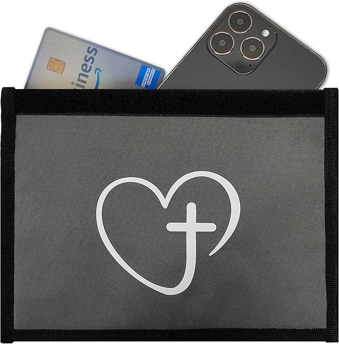 Christian Cross Faraday Bag for Phones & Key Fobs – RFID Shielding Privacy Pouch for Electronic Device Storage, Faith Inspired Christian Gift Accessory