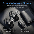 2PCS Bling Bow Car Seat Headrest Hooks, S Type Crystal Rhinestone Bowknot Auto Seat Back Storage Hooks, Diamond Cute Bow Vehicle Storage Organizer, Universal for Purses Bags Groceries(Black)