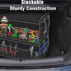 Car Trunk Organizer with Lid & Adjustable Multi Compartment for SUV | with Side Pockets and Securing Straps, Foldable