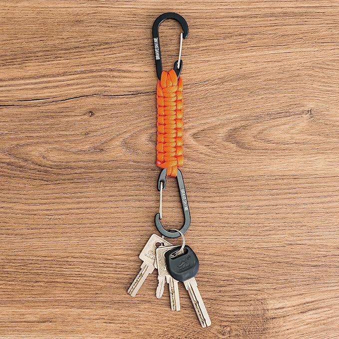 Paracord Keychain Carabiner Clip, D Ring Lanyard Hanger Stroller Hook for Water Bottle, Key, Backpacks, Men, Women