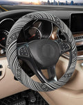 Boho Steering Wheel Cover with Baja Blanket Cloth, Ethnic Style Auto Wheel Cover Made of Coarse Flax, Fits 14 1/2-15 1/4 inches Car Wheel