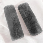 Authentic Sheepskin Seatbelt Cover Real Wool Car Truck SUV Airplane Seat Belt Shoulder Pad for Carmera Backpack Straps Neck Cushion Protector 2 Pack Dark Grey