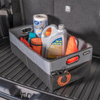 CargoCube Car Storage Bin - Leakproof Car Trunk Storage Organizer with Metal Handles and Front Mesh Pocket, 12x24 Inches - Single pack