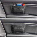 Reusable Adhesive Small Car Seat Side Pocket Organizer, No Residue Removable PU Leather Car Storage bag, Universal Vehicle Door & Console Pouch for Phone Keys Wallet etc, Black