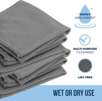 Microfiber Cleaning Cloth 11.5" x 11.5" 12 Pack - Edgeless Microfiber Towels for Cars, Cleaning Rags, Lint Free Car Microfiber Towel, Reusable Cleaning Cloths for House, Garage (Grey)