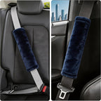 Soft Faux Fur Universal Fit Seatbelt Cover Car Truck SUV Airplane Seat Belt Shoulder Pad for Carmera Backpack Straps Neck Cushion Protector 2 Pack 10.5in Dark Blue