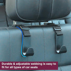 Adjustable 4-Pack Car Headrest Hooks - Universal Seat Back Organizer with Heavy-Duty Clip for Purses, Bags & Groceries Black