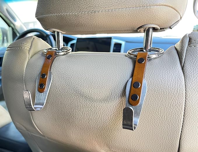 Headrest Hooks for Car 2 Pack Black