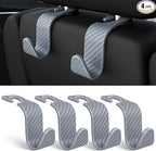 Car Seat Headrest Hook 4 Pack Hanger Universal Vehicle Car Storage Organizer for Handbag Purse Coat S Type Checkered Grey