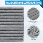 Grey Microfiber Cleaning Cloth, Pack of 50, 16"X12" Cleaning Rags for Housekeeping and Kitchen, Reusable Shop Towels, Microfiber Towels for Cars, Lint Free, Scratch-Free, Highly Absorbent