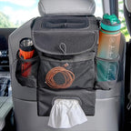 StashAway Car Trash Can with Tissue Holder - Car Organizer with Trash Can, Tissue Dispenser and 3 Storage Pockets for Bottles, Flasks, Wipes and Driving Essentials