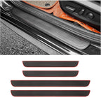 4PCS Car Door Sill Protector,Anti-Scratch Rubber Car Door Protector Edge Guards for Door Steps,Universal Waterproof Door Threshold Strips Exterior Accessories for Car Truck SU (Black+Red, Width 1.57")