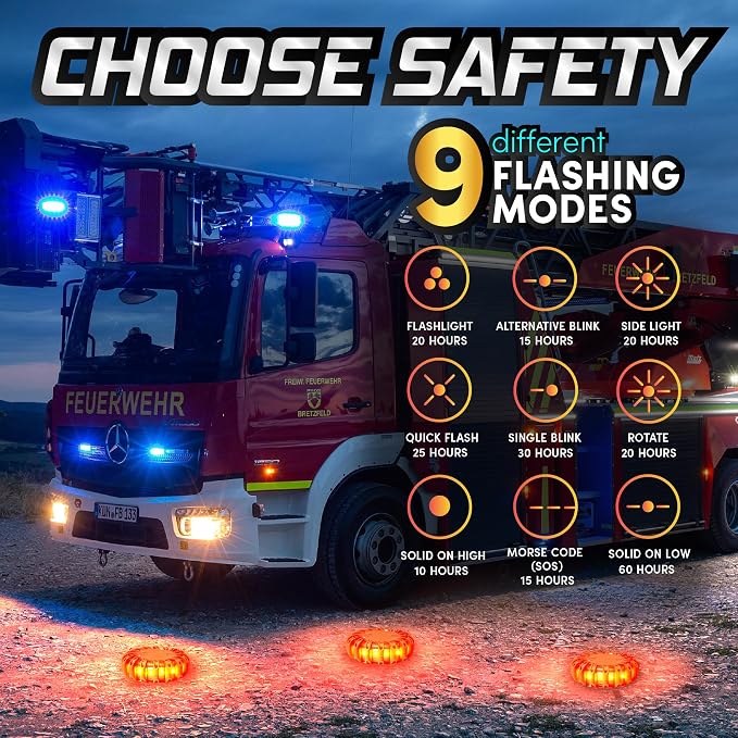 12-Pack Emergency Flares for Vehicles | Emergency Roadside Lights | Complete LED Road Flares Kit | Emergency Lights for Vehicles | Perfect for Gifting or Everyday Roadside Safety