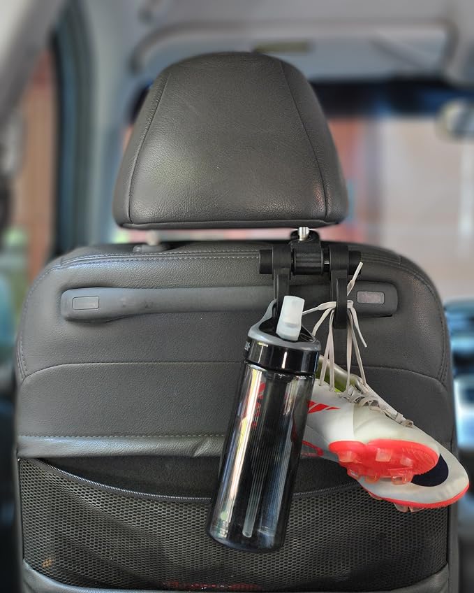 25526 Headrest Hanger 2 Hook Organizer for Bags, Purses and Car Storage, Black