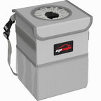 Waterproof Car Trash Can with Lid and Pockets, 2.5 Gal, Gray | Leakproof, Collapsible Multipurpose Car Bin with 3 Side Storage Pockets, Adjustable Straps