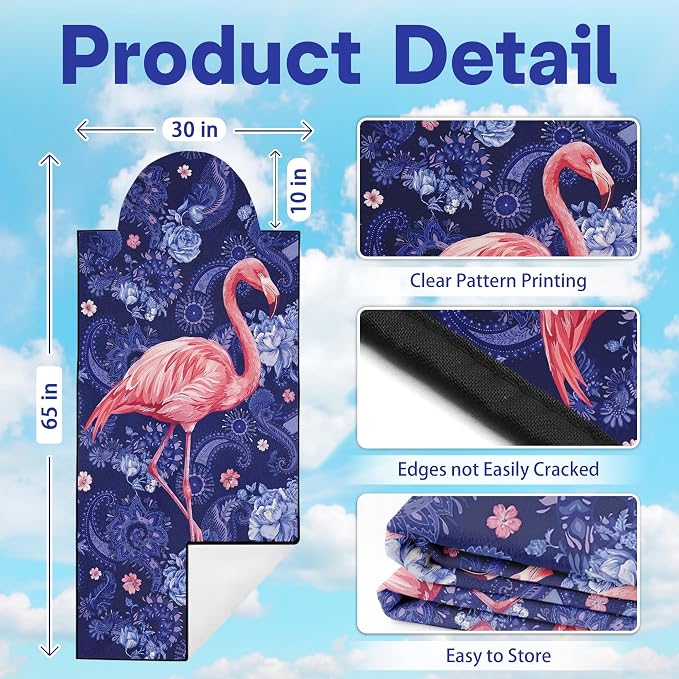 2 Pack Car Seat Towel Covers, Sweat-Proof Microfiber Seat Protectors for Gym, Running, Beach & Workout, Breathable Quick-Dry, Machine Washable, Pink Flamingo Print, Universal Fit