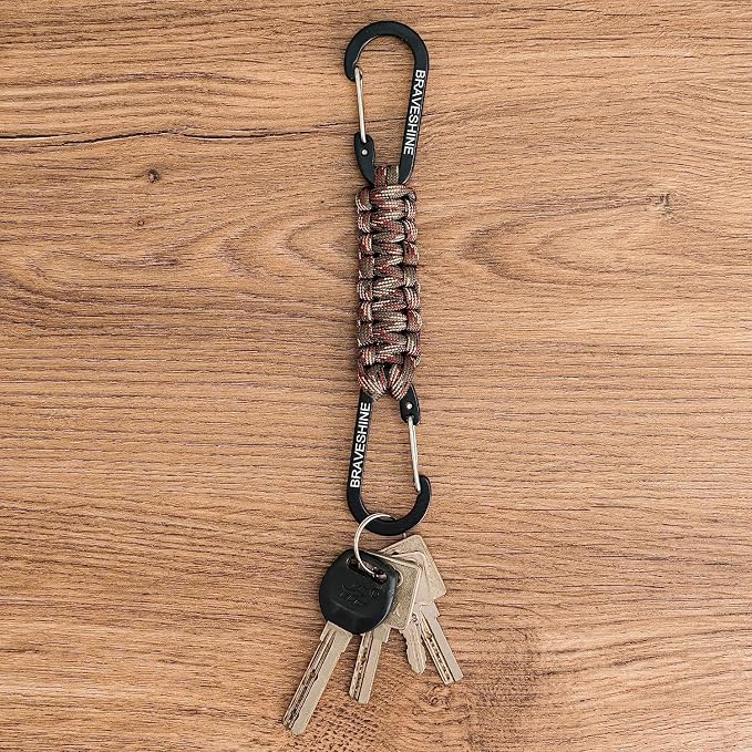 Paracord Keychain Carabiner Clip, D Ring Lanyard Hanger Stroller Hook for Water Bottle, Key, Backpacks, Men, Women