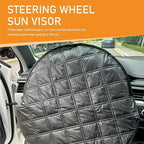 Shakas Car Steering Wheel Cover Sun Shade, Aluminum Film Car Wheel Cover Heat Insulation Cooling, Thickened Anti-aging Foldable Reflective Protector, for Most Cars SUV Truck Van (Black)