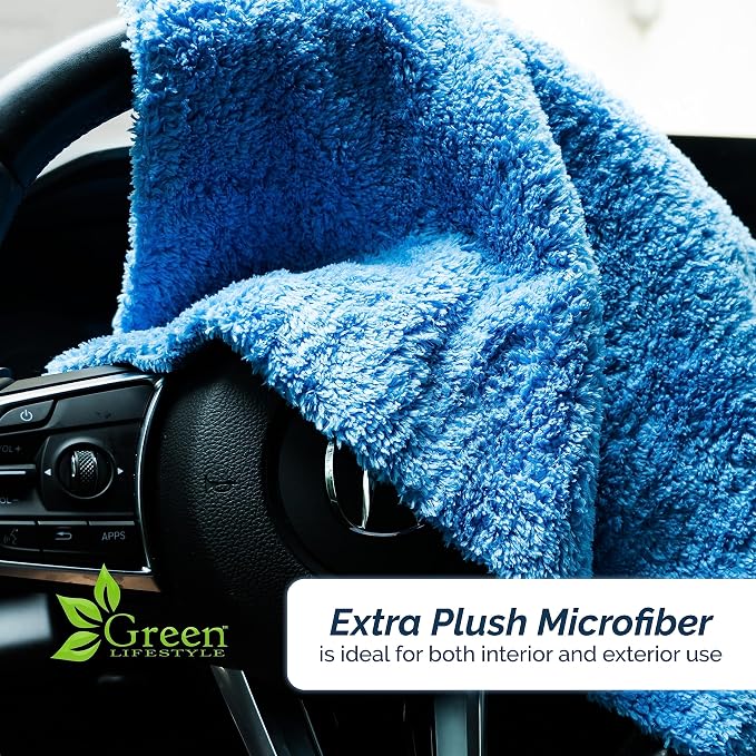 Chamois Cloth Microfiber Cleaning Cloth 6 Pack, Borderless Microfiber Towels Cleaning, Car Microfiber Towel, Drying Towels for Сars, Car Wash Towels (16" x 16", Blue) (6 Pack – 16x16)