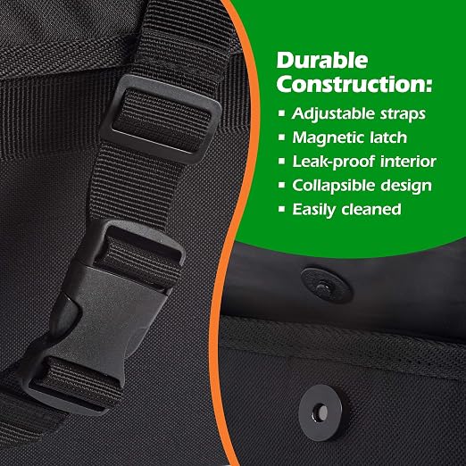 Collapsible Car Trash Can with 20 Bags - Leakproof, Black, Medium