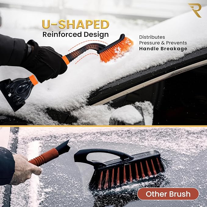 27” Snow Brush and Ice Scraper for Car Windshield – Heavy Duty Snow Remover for Cars, SUVs & Trucks | Soft Non-Scratch Bristles | Detachable ABS Ice Scraper | Winter Windshield Cleaning Tool