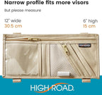 Car Visor Organizer with Zippered Pockets, Sunglasses Sleeve and Clear Photo or Registration and Insurance Pocket - Heavy Duty Straps Fit Most Car, SUV and Truck Visors - Tan