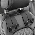 Purse Holder for Car, 2 Pack Heavy Duty Purse Hanger for Car, PU Leather Car Seat Hooks for Purses and Bags, Cute Minimalist Black Headrest Organizer for Handbags & Backpacks