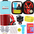 Auto Emergency Kits Vehicles with Jumper Cables headlamp Car Safety Kits | Car Emergency Roadside Tool Kit Tow Straps, Safety Hammer, Rainwear, Multi-tool Kit, Breakdowns Gifts for New Drivers
