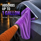 Car Drying Towel 24”x36”, 1400 GSM Twisted Loop Microfiber, Ultra Absorbent, Streak-Free, Lint-Free, Scratch-Free for Car, Truck & SUV, Quick Drying in Fewer Passes (Purple)