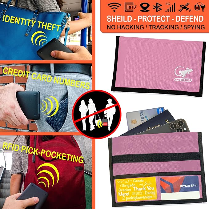 Faraday Shielding Pouch for Phones, Key Fobs & RFID Cards – Privacy Storage Sleeve for Travel, Home & Everyday Device Organization - LIGHT PINK