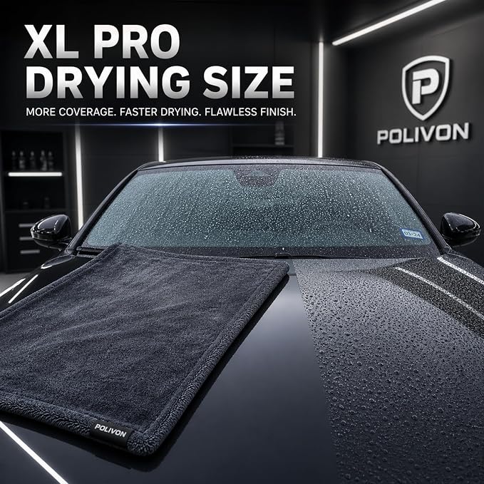 Car Drying Towel 24”x36”, 1400 GSM Twisted Loop Microfiber, Ultra Absorbent, Streak-Free, Lint-Free, Scratch-Free for Car, Truck & SUV, Quick Drying in Fewer Passes (Charcoal Gray)