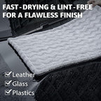 1000GSM Car Drying Towel 18"x24", Edgeless Double Twist Pile, Ultra Absorbent Microfiber Towel, Scratch-Free Lint-Free Streak-Free for Auto Detailing & Car Wash – Wave Silver&Grey