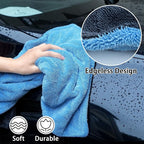 2 Pack Car Drying Towel, Premium Microfiber Towels for Cars, 1000GSM, Edgeless Twisted Loop Design, No Streaks, Scratches, or Water Spot, Absorbent Wash Towel, 18" x 24" (Blue&Grey)