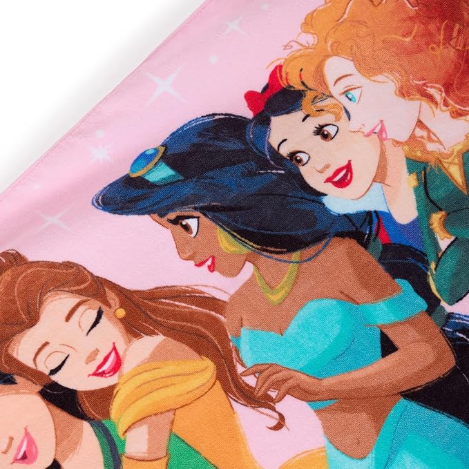 Store Official Princess Beach Towel with Screen Art on Topside - Measures 29" x 58" - Soft & Absorbent for Pool or Beach - Bath Towels for Kids Who Love Princesses