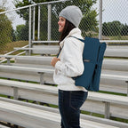 Heated Stadium Seat, Foldable, Lightweight with Carrying Strap, Foam Cushion for Comfort, Adjustable, Back Support, Multi-Functional Use As Stadium Seat or Seat Pad, Navy/Navy