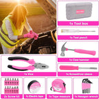 Pink Car Emergency Kit, Premium Roadside Emergency Car Accessories Kit with Jumper Cables, Flashlight, Shovel, Toolbox Set, etc Car Accessories for Women