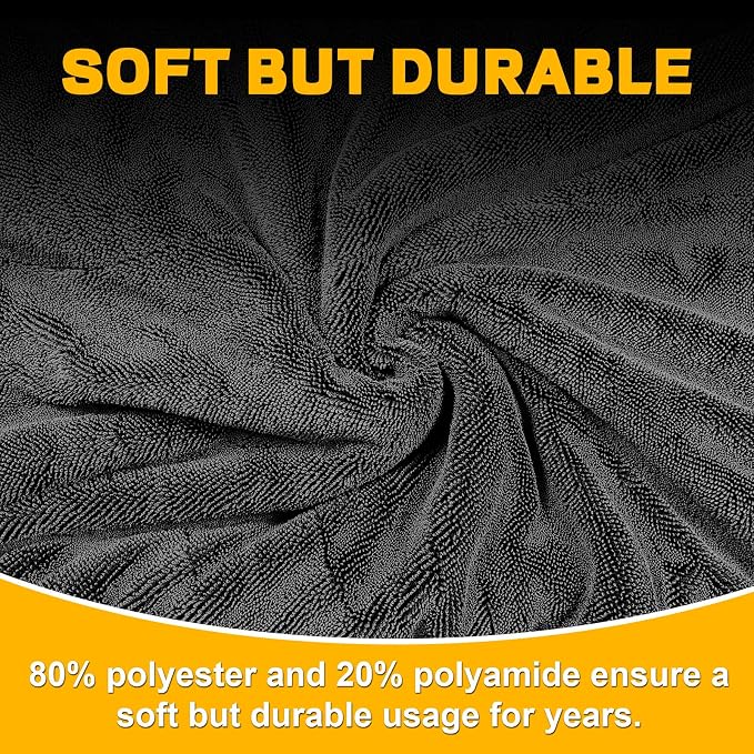 2-Pack Double Sided Car Drying Towel(28"x36"),1600 GSM Super Absorbent Microfiber Drying Towels for Cars,Streak-Free,Scratch-Free,No Water Spots,Machine Washable