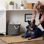 Pet Grooming Towel Collection Absorbent Microfiber X-Large, 41x23.5", Embroidered Navy