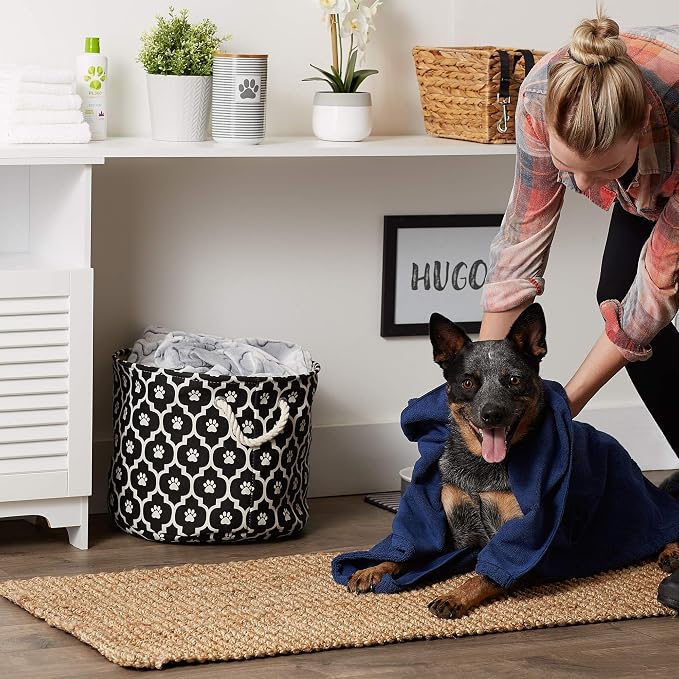 Pet Grooming Towel Collection Absorbent Microfiber X-Large, 41x23.5", Embroidered Navy