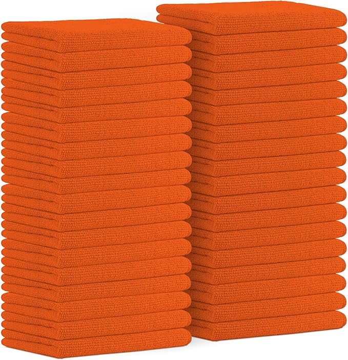 Microfiber Cleaning Cloths (Value Pack of 36) - Size 16 x 16 Inches, Highly Absorbent Cleaning Rags, Lint Free, Reusable and Washable, Microfiber Towels for Cars