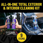 Quick Detailing Kit With Storage Bag, Raging Rhino SmartOne Exterior Spray, Interior Cleaner, Tire Shine, Microfiber Towels, And Applicators Giftable Car Care Set