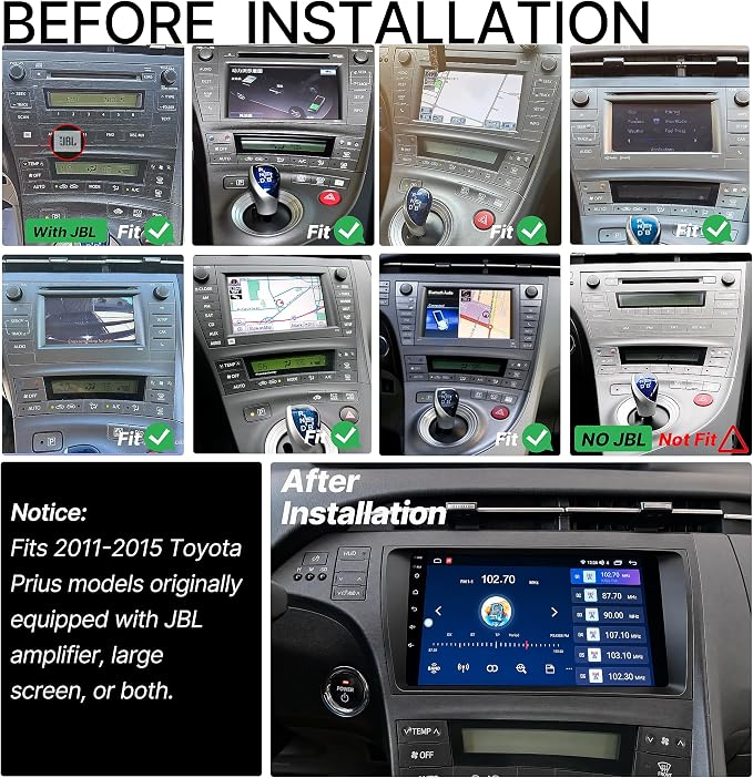 for Toyota Prius 2010-2015 Car Stereo, 8 Core 4GB+64GB Android Radio with 32-Band DSP, Wireless CarPlay & Android Auto, 4G LTE GPS Navigation, AHD Backup Camera