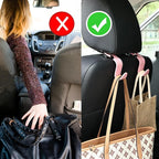 Car Seat Headrest Hook Universal Vehicle Seat Hook Hangers Interior Storage Organizer for Purse Handbag Coats Umbrellas Grocery Bags 4 Pack Pink